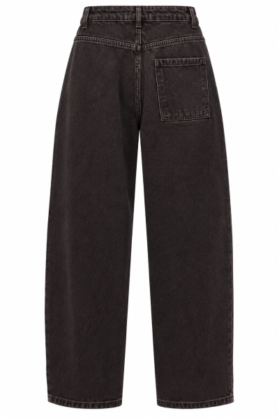Baggy Fit стилни дънки в цвят кафе с висока талия и обемна, свободна кройка тип балон