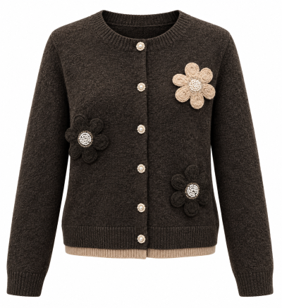 Плетена жилетка в тъмнокафяво